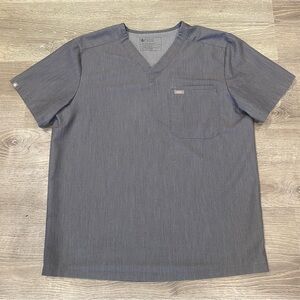 FIGS Men's Leon 3-Pocket Scrub Top, Size L, Graphite Gray